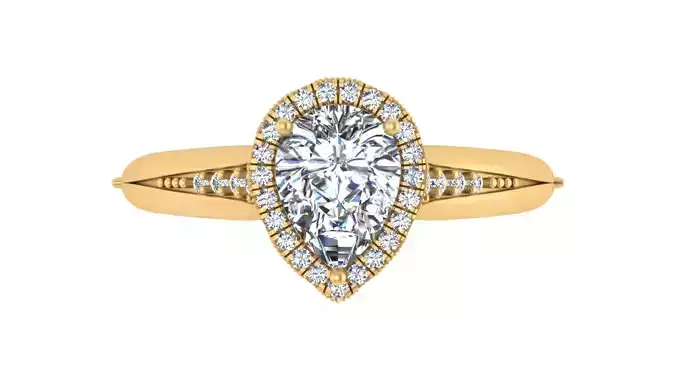 Pear-Shaped Halo Diamond Engagement Ring