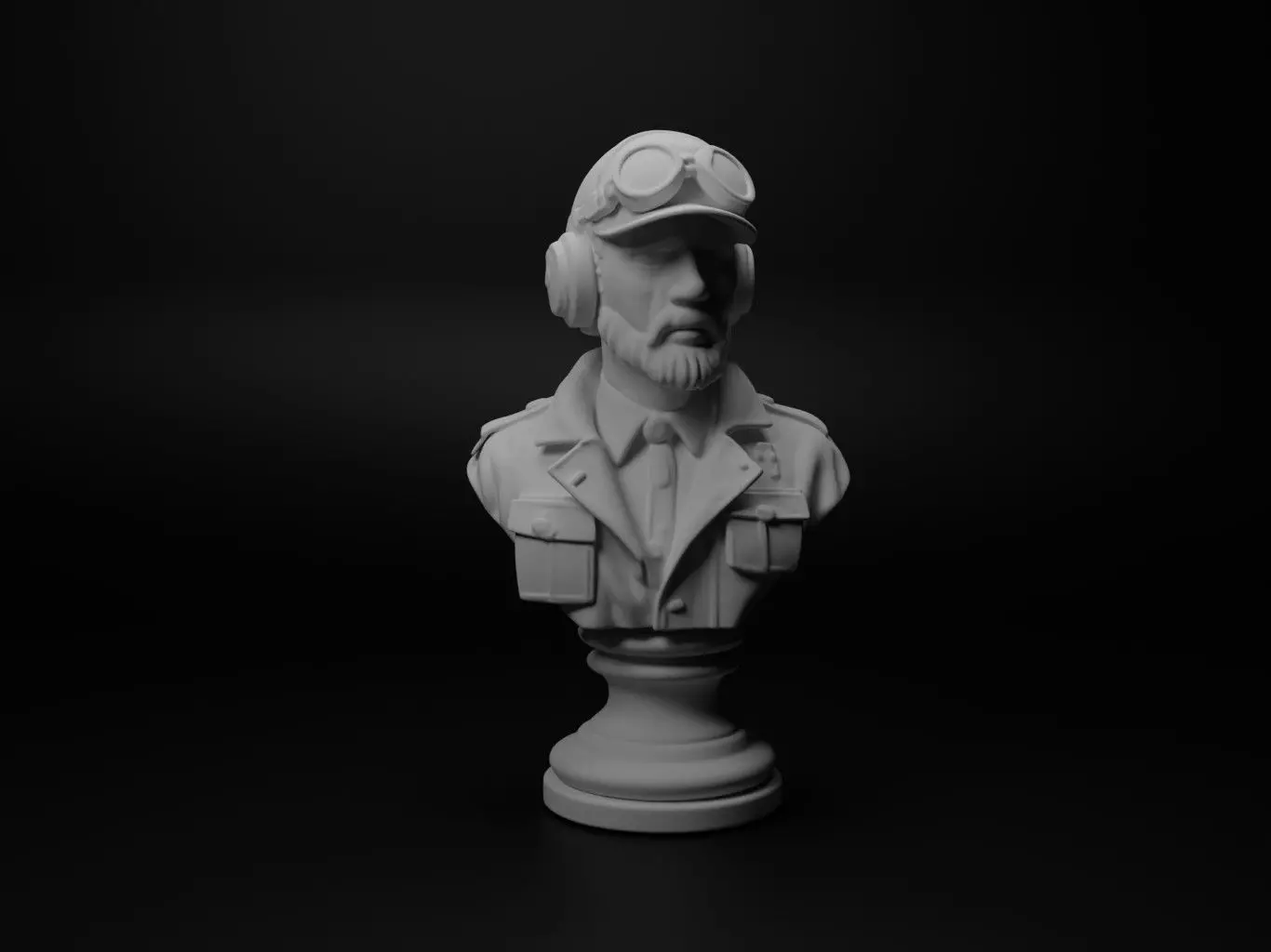 Helicopter Pilot Bust Chess 3D print model_0