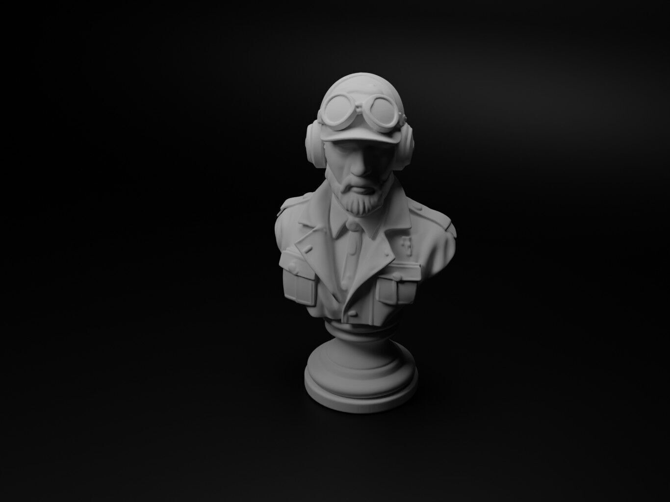 Helicopter Pilot Bust Chess 3D print model_1