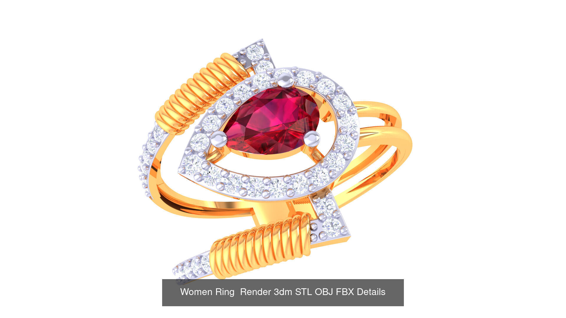 50 Fancy Diamond Ring 3dm STL OBJ FBX Details Collection  _48