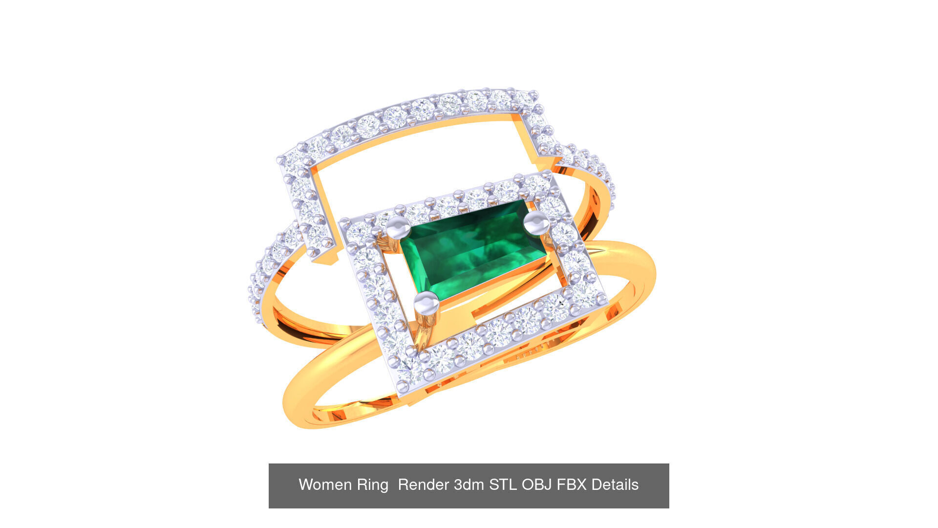 50 Fancy Diamond Ring 3dm STL OBJ FBX Details Collection  _44