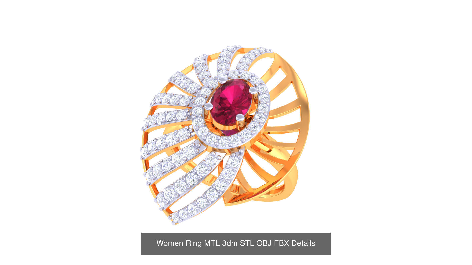 50 Fancy Diamond Ring 3dm STL OBJ FBX Details Collection  _55