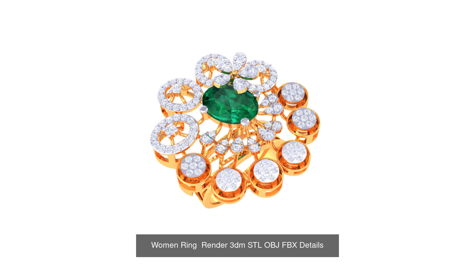 50 Fancy Diamond Ring 3dm STL OBJ FBX Details Collection  _36