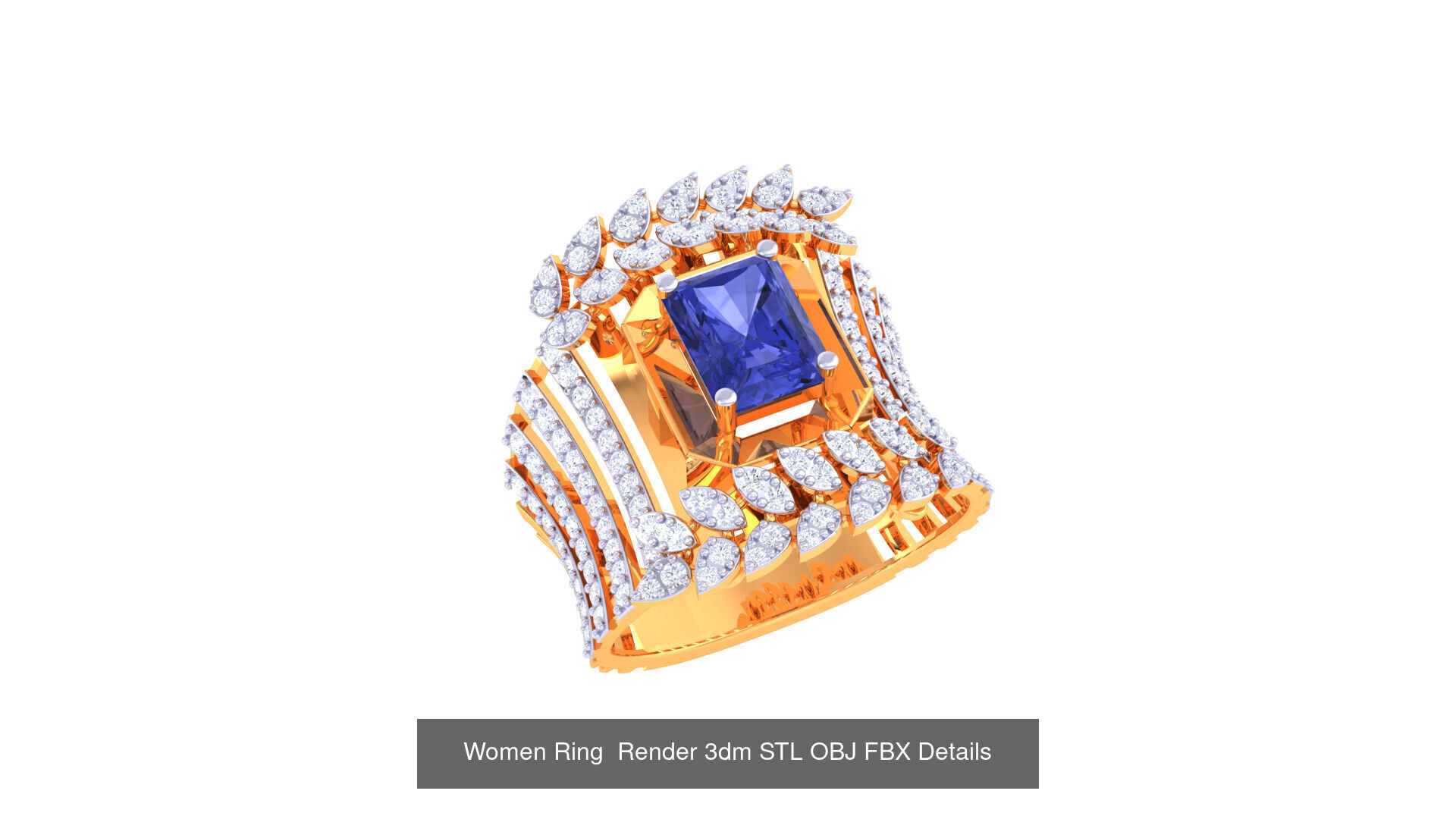 50 Fancy Diamond Ring 3dm STL OBJ FBX Details Collection  _16