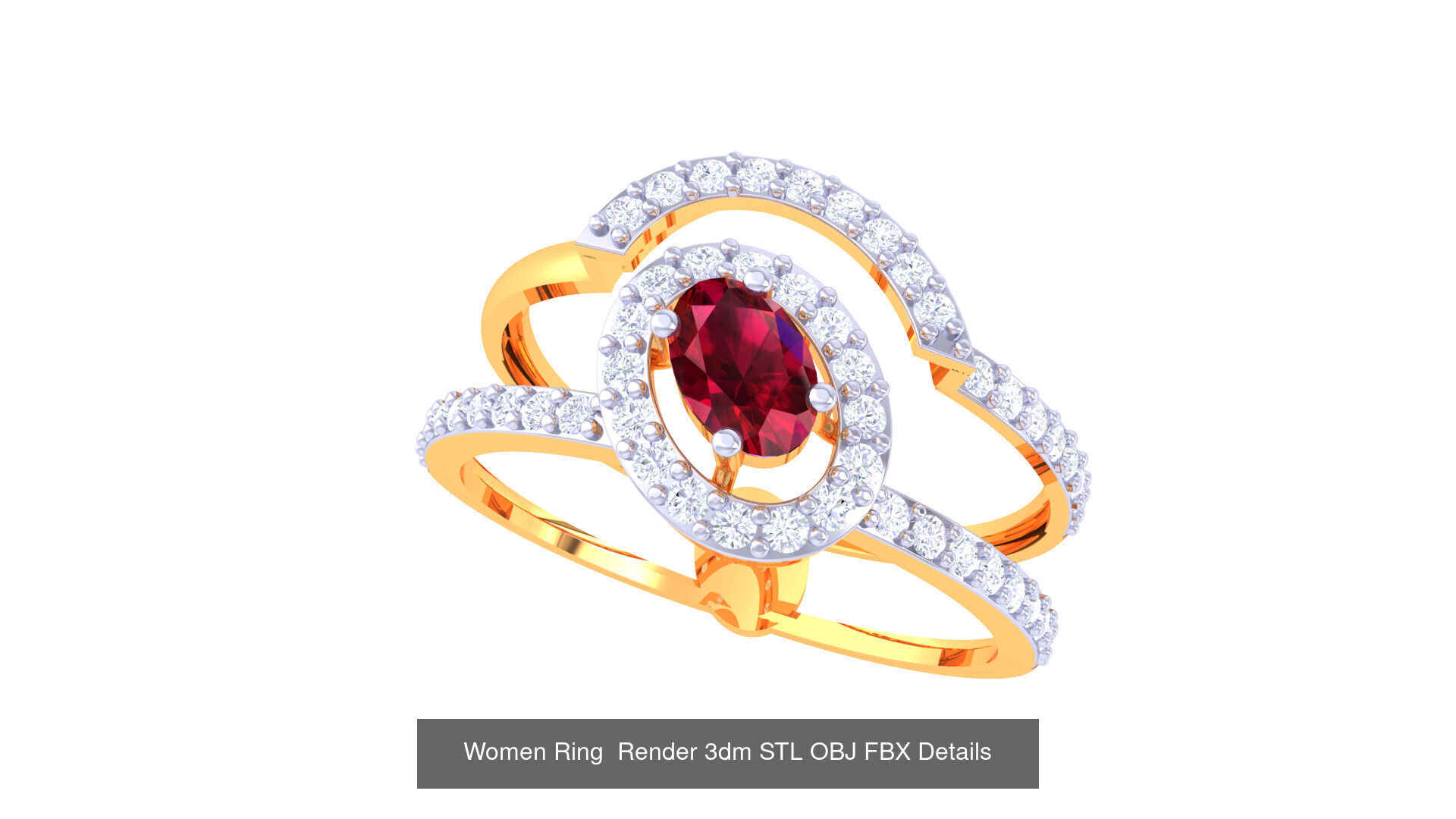 50 Fancy Diamond Ring 3dm STL OBJ FBX Details Collection  _41