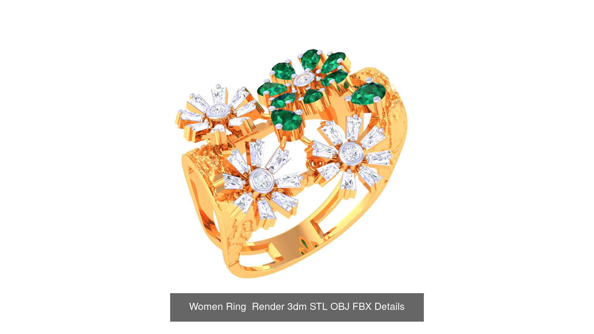 50 Fancy Diamond Ring 3dm STL OBJ FBX Details Collection  _33