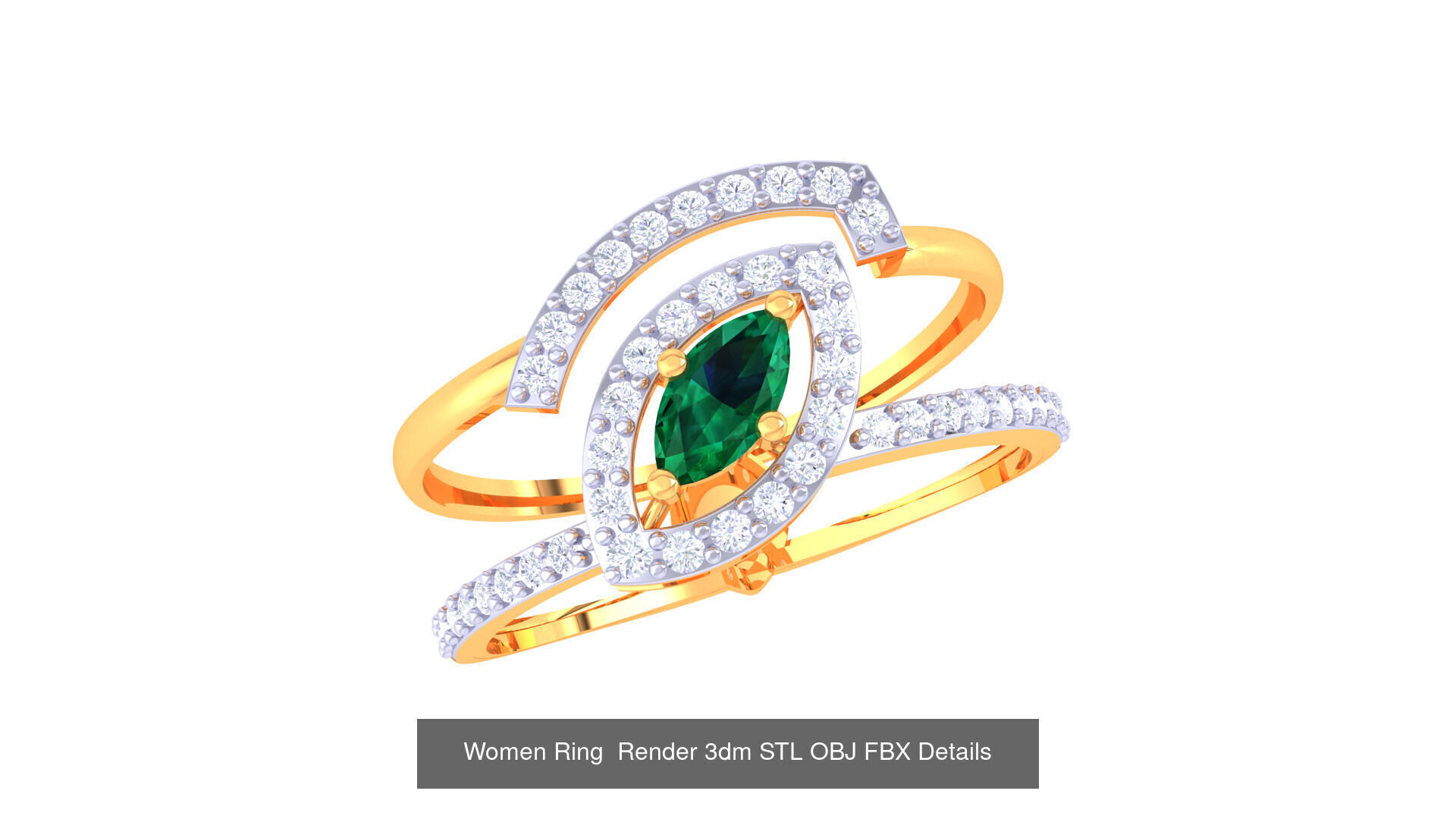 50 Fancy Diamond Ring 3dm STL OBJ FBX Details Collection  _42