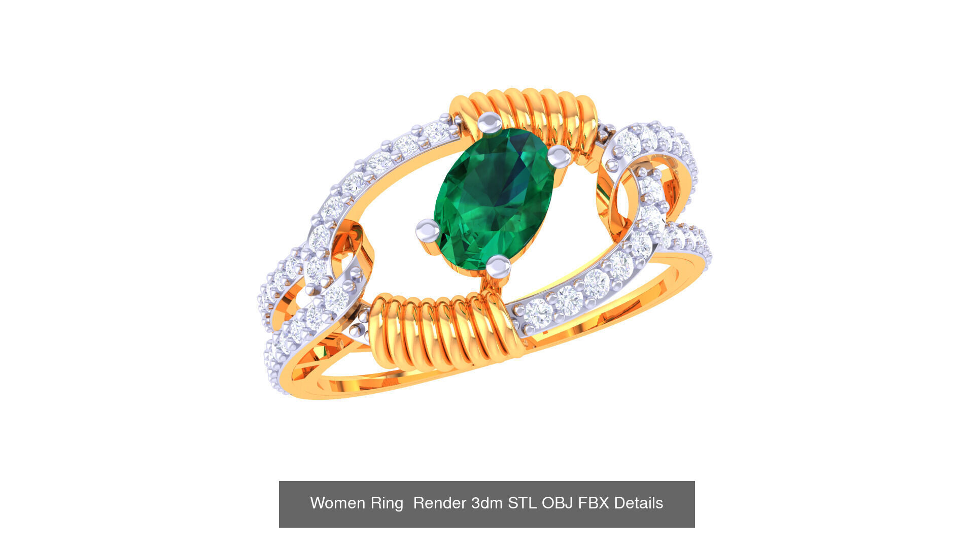 50 Fancy Diamond Ring 3dm STL OBJ FBX Details Collection  _49