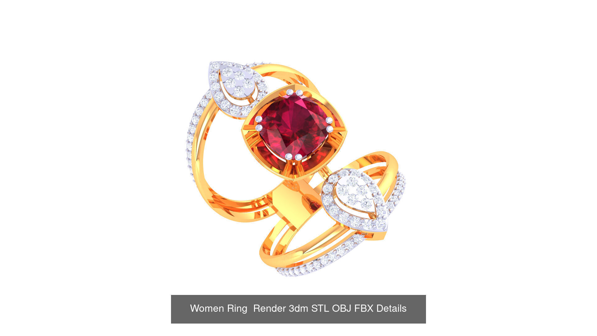 50 Fancy Diamond Ring 3dm STL OBJ FBX Details Collection  _13