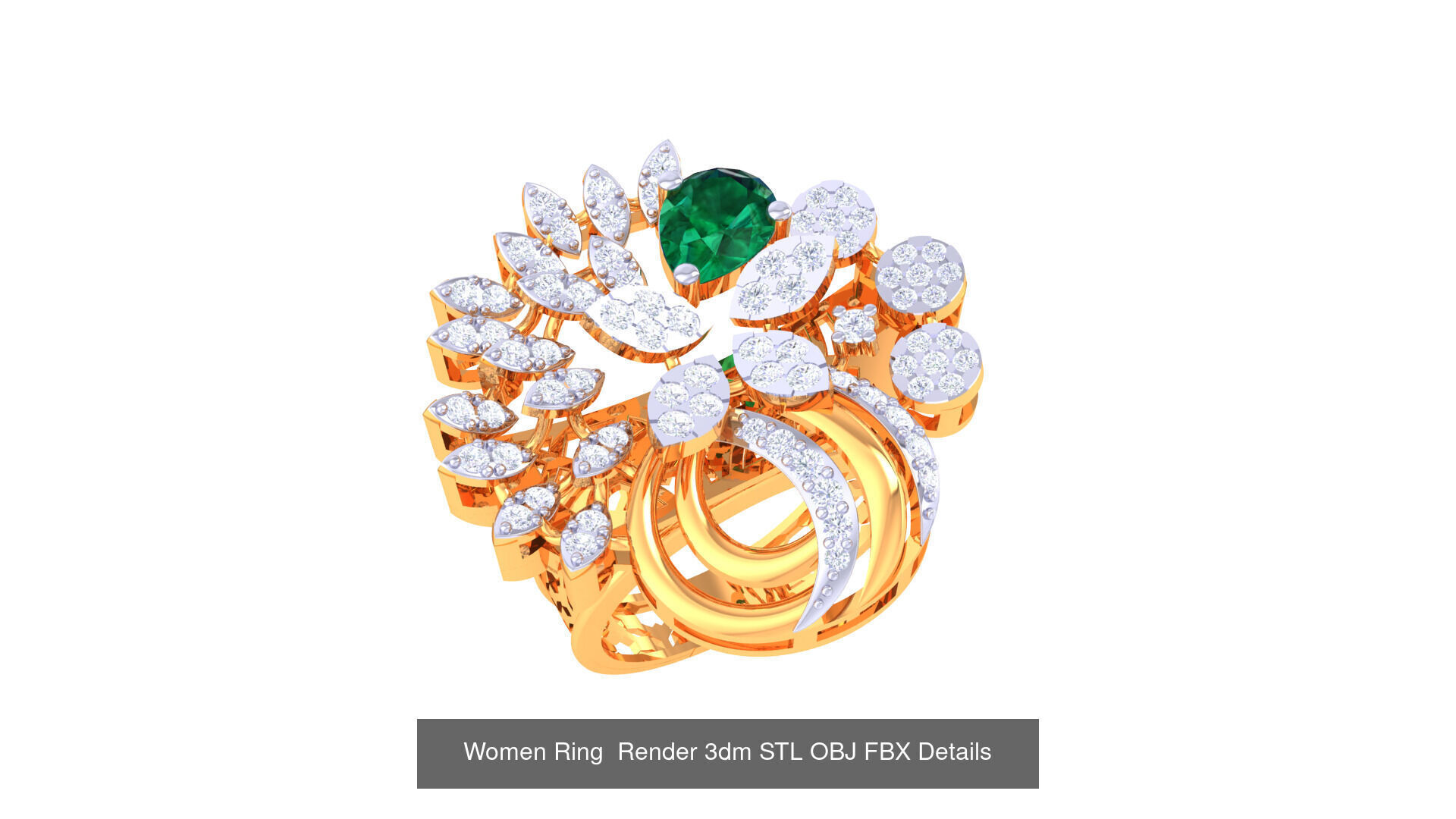 50 Fancy Diamond Ring 3dm STL OBJ FBX Details Collection  _9