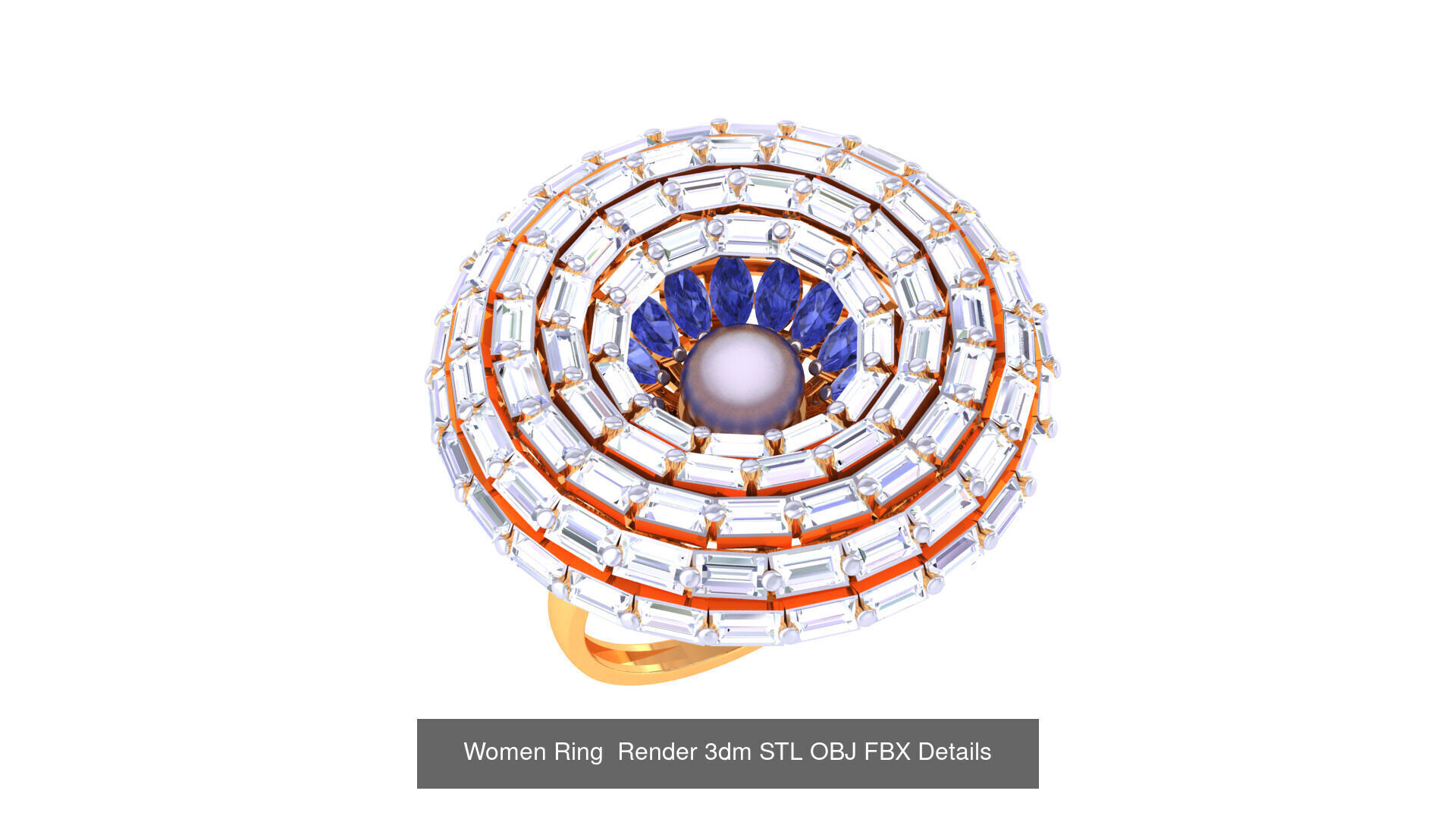 50 Fancy Diamond Ring 3dm STL OBJ FBX Details Collection  _32