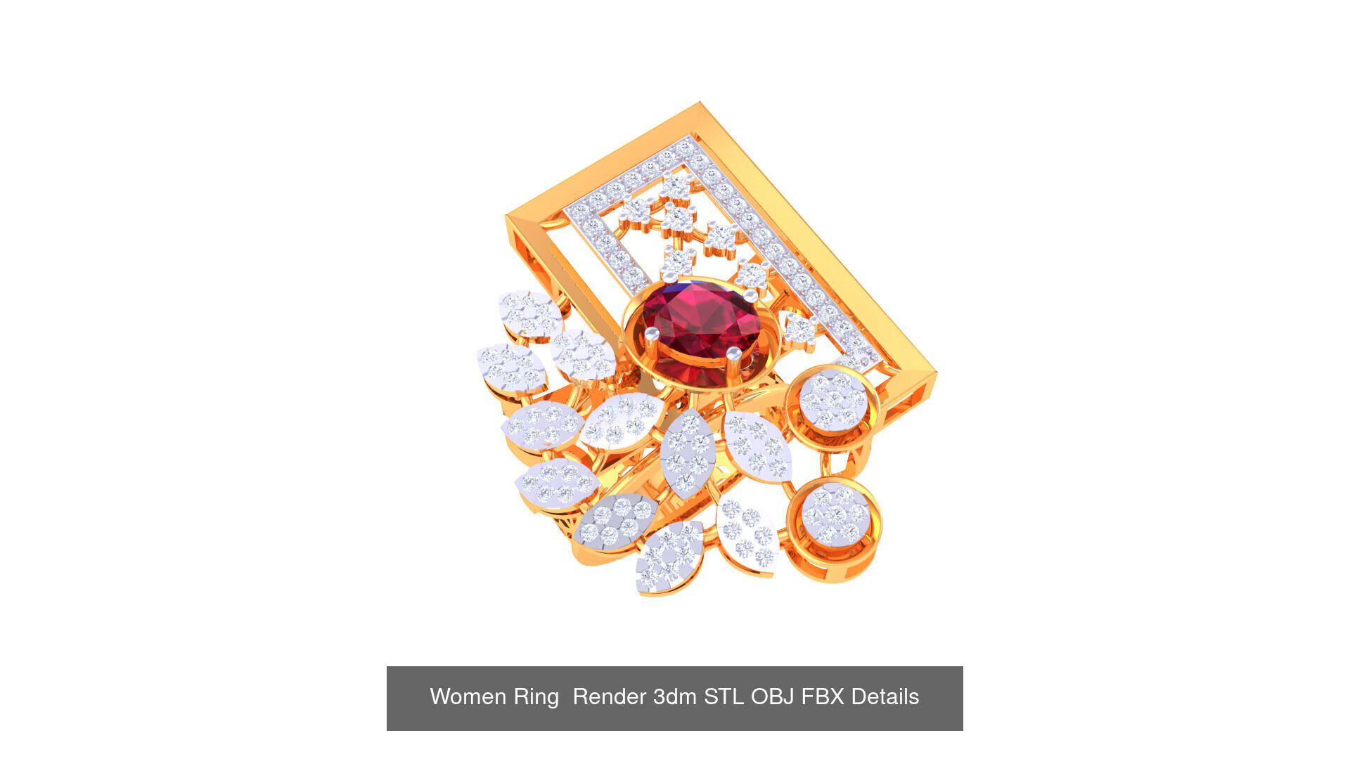 50 Fancy Diamond Ring 3dm STL OBJ FBX Details Collection  _21