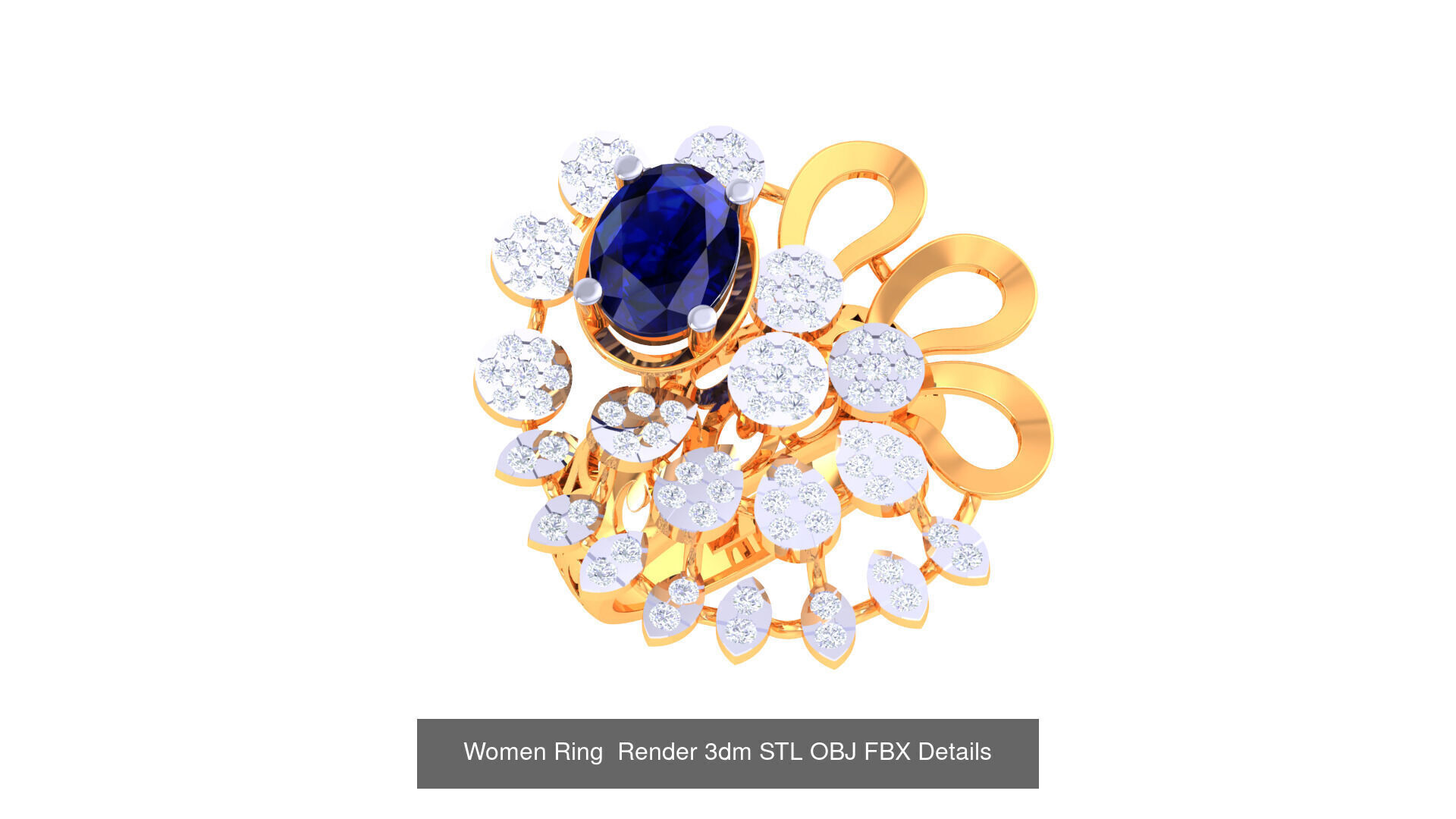 50 Fancy Diamond Ring 3dm STL OBJ FBX Details Collection  _7