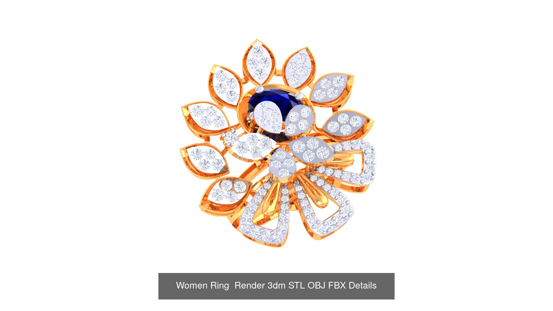 50 Fancy Diamond Ring 3dm STL OBJ FBX Details Collection  _38