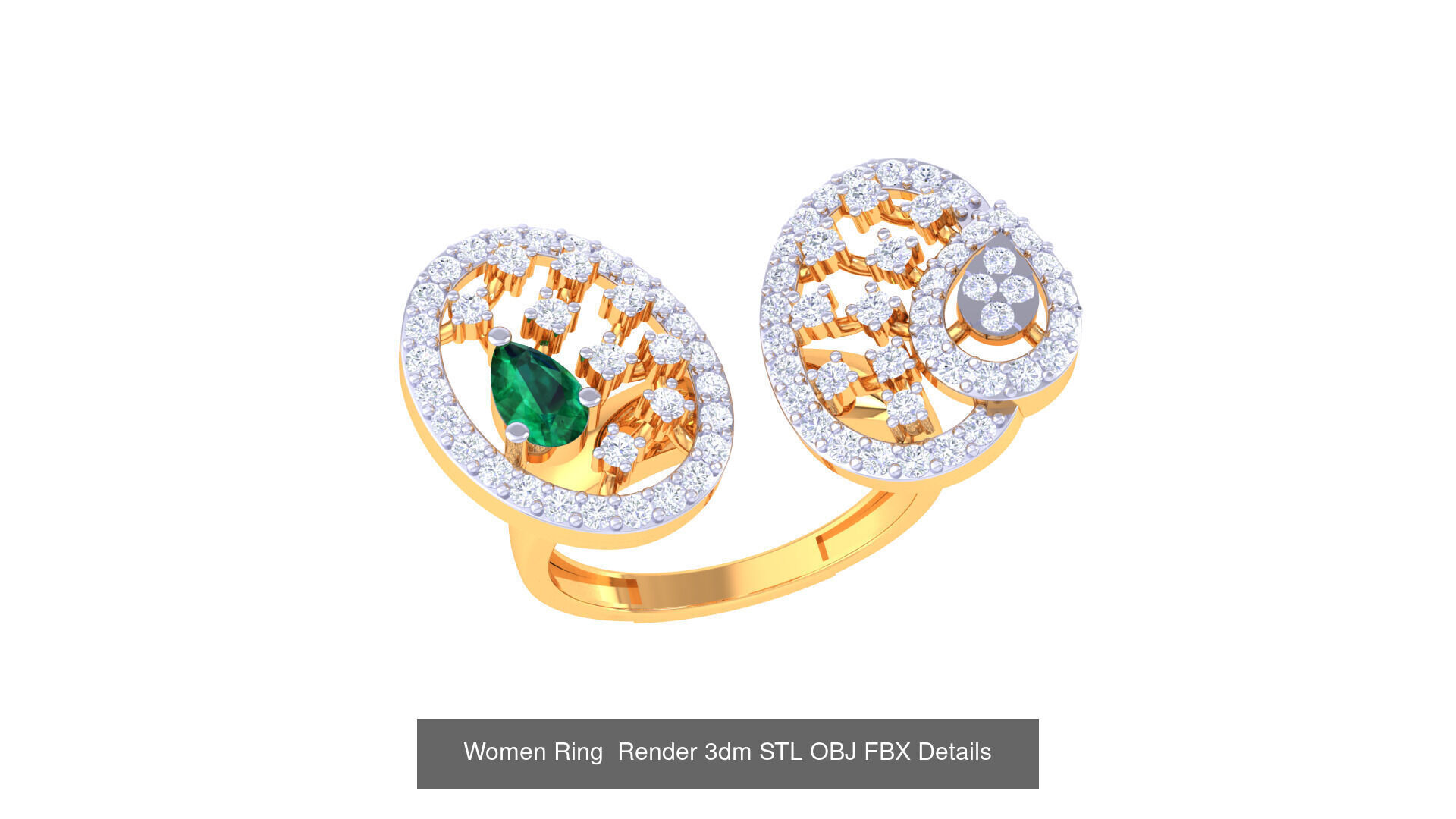 50 Fancy Diamond Ring 3dm STL OBJ FBX Details Collection  _52