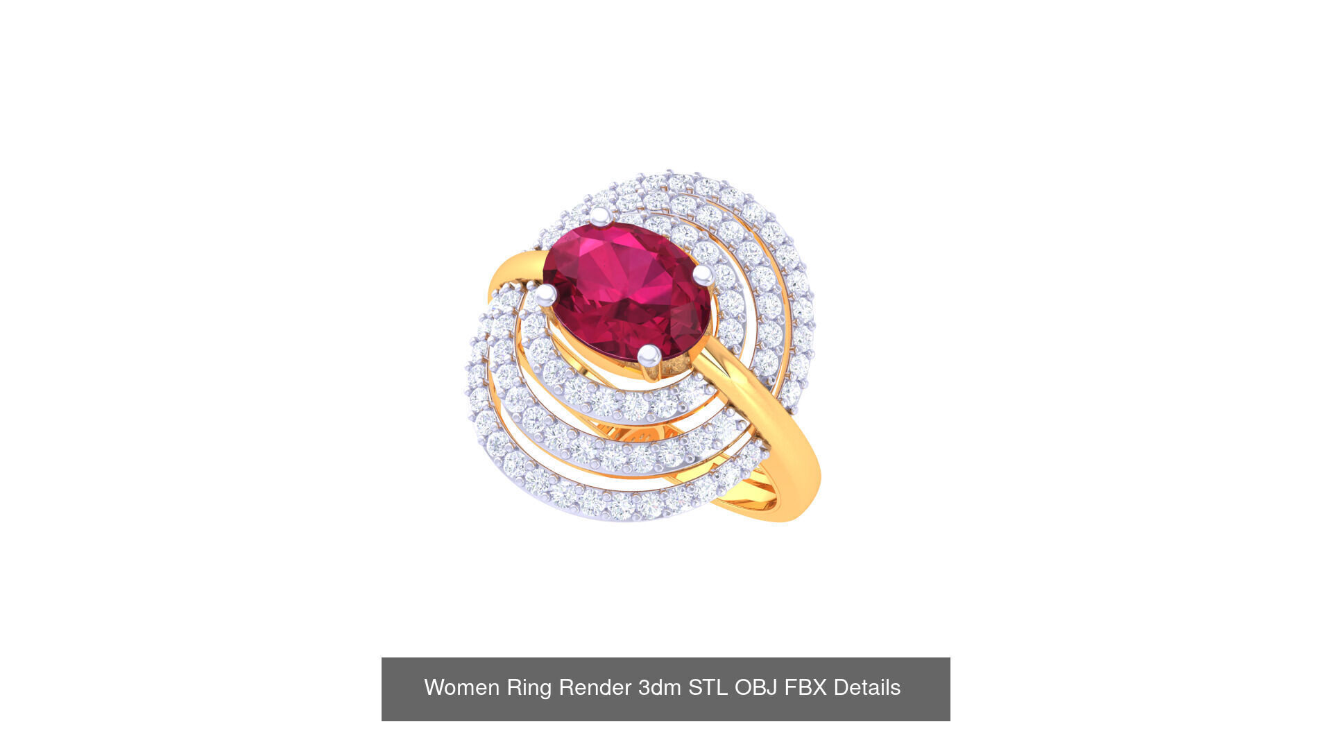 50 Fancy Diamond Ring 3dm STL OBJ FBX Details Collection  _53