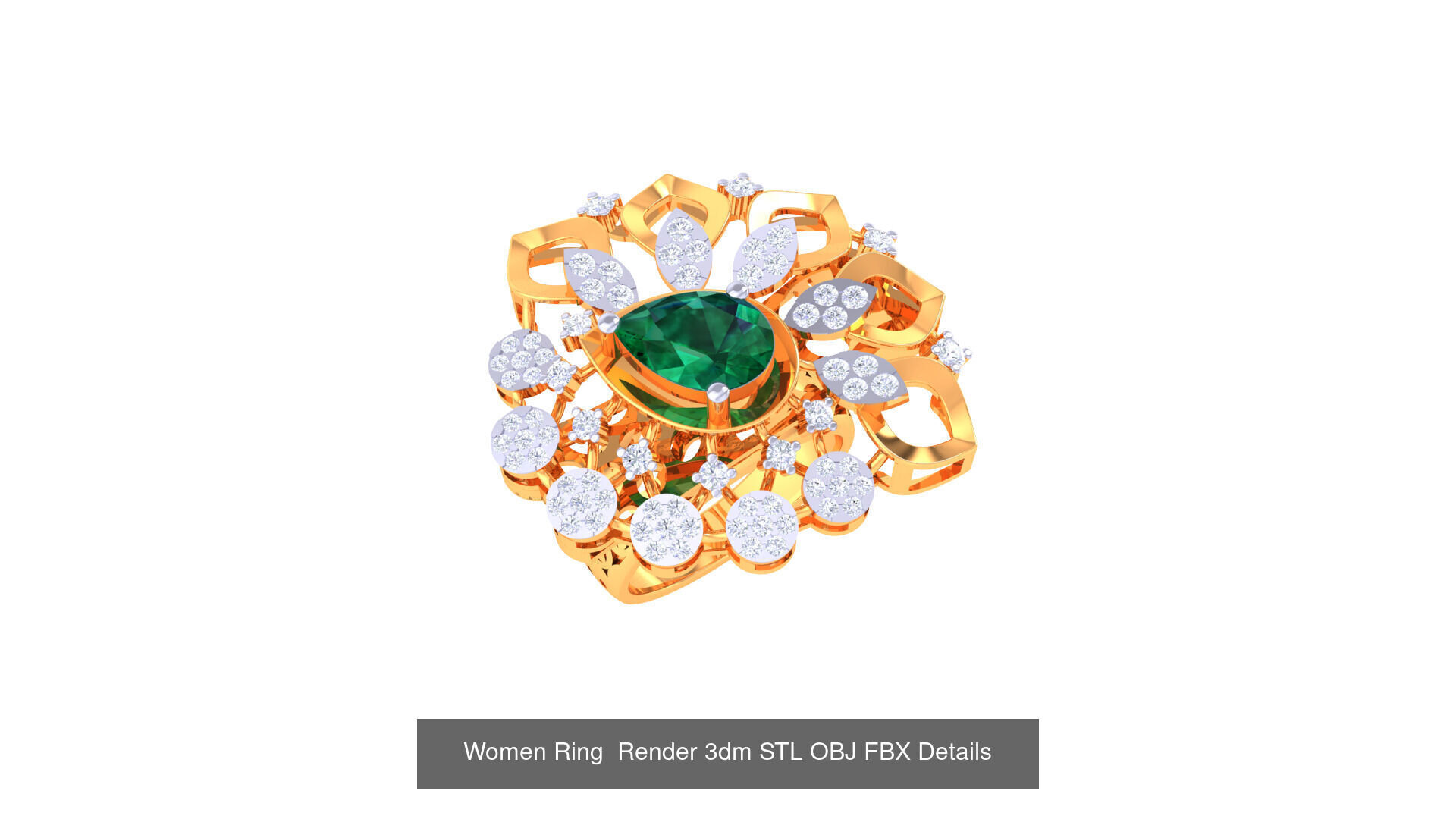 50 Fancy Diamond Ring 3dm STL OBJ FBX Details Collection  _20