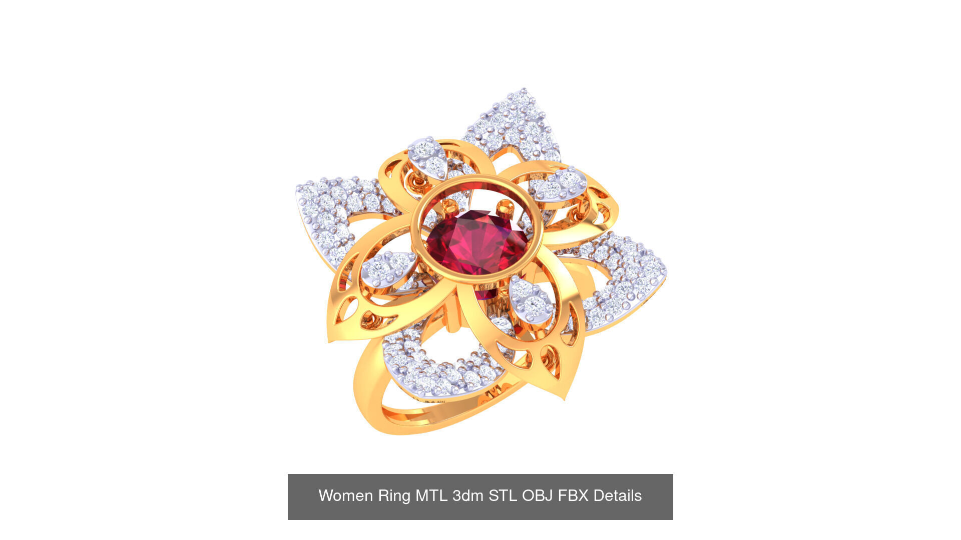 50 Fancy Diamond Ring 3dm STL OBJ FBX Details Collection  _56