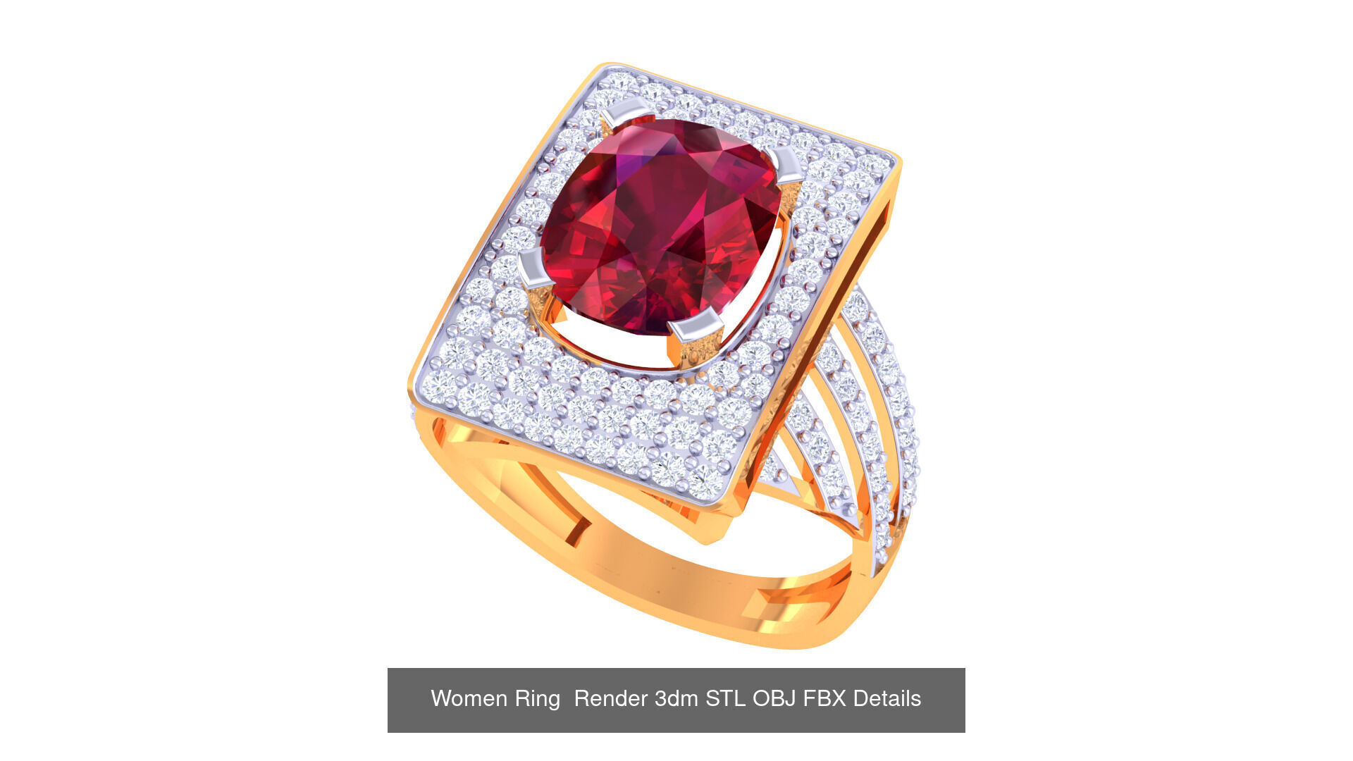 50 Fancy Diamond Ring 3dm STL OBJ FBX Details Collection  _11