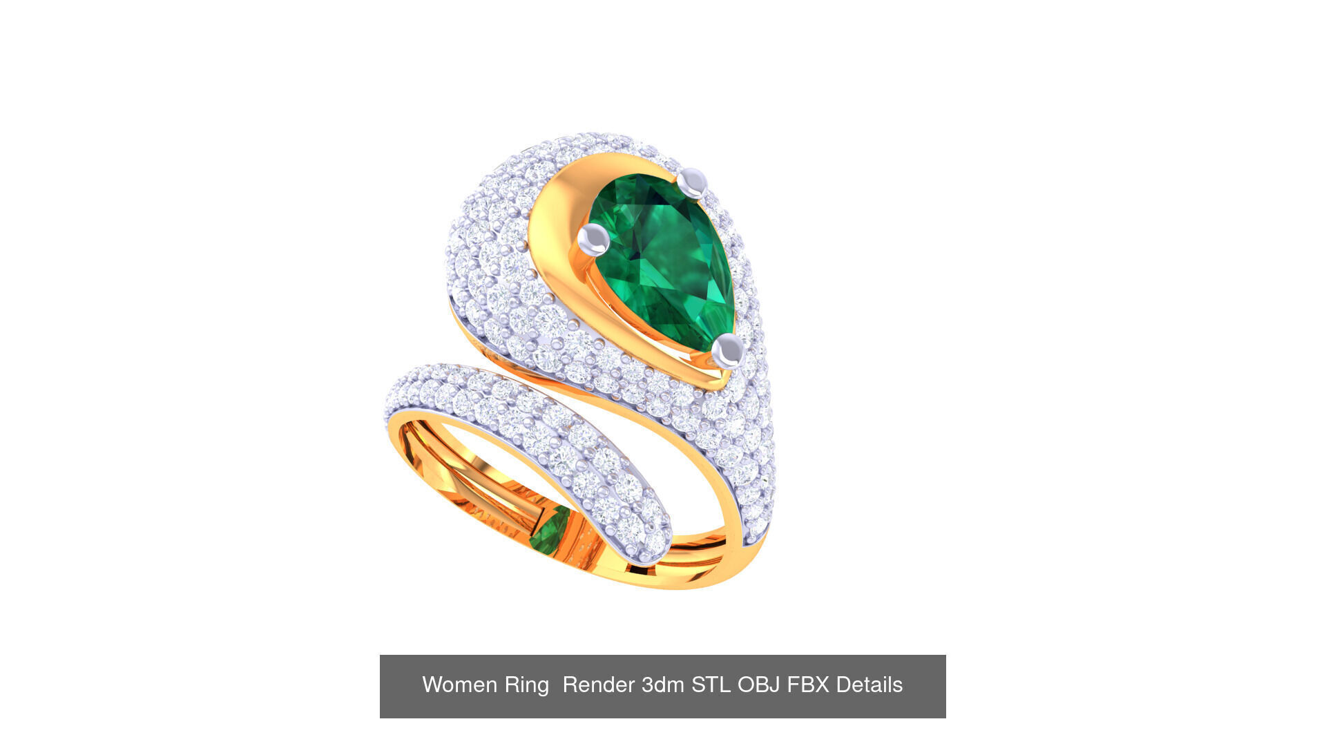 50 Fancy Diamond Ring 3dm STL OBJ FBX Details Collection  _23