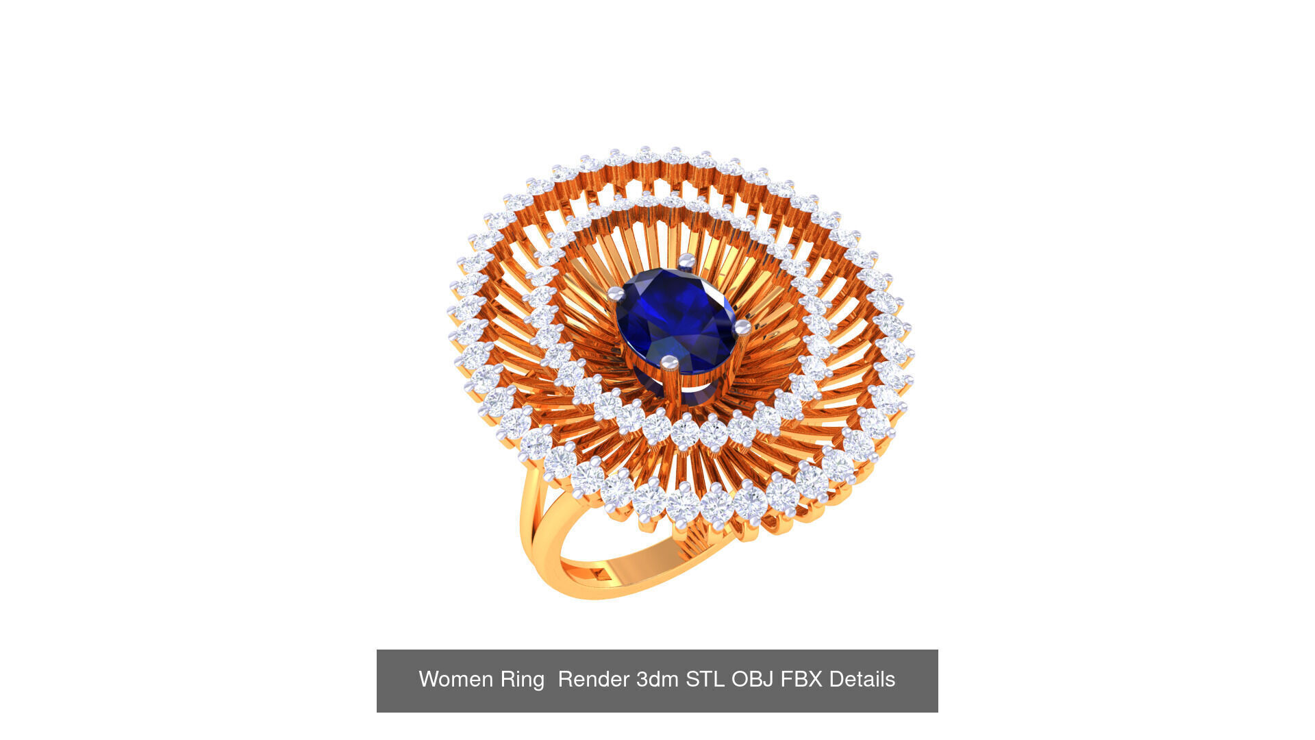 50 Fancy Diamond Ring 3dm STL OBJ FBX Details Collection  _10