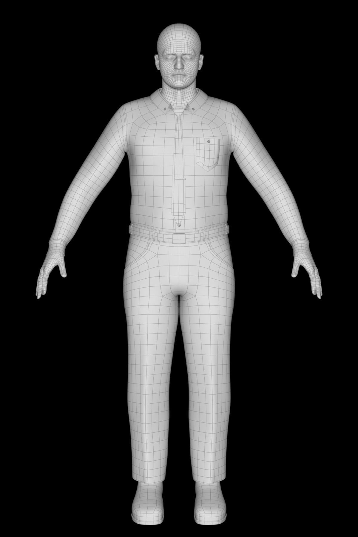 Vladimir man in his underwear Low-poly 3D model_22