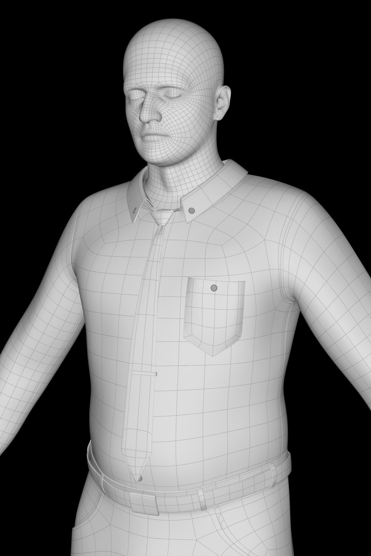 Vladimir man in his underwear Low-poly 3D model_21