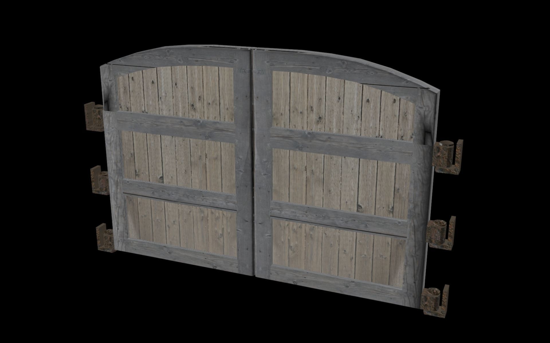 Wooden Gates Free 3D model_1
