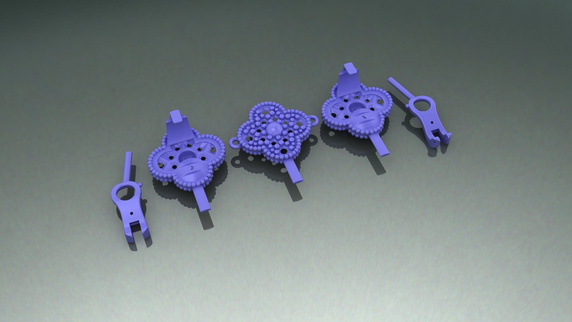 VAN CLEEF NECKLAS AND EARRING  Jewelery 3D printed model 3D print model_10