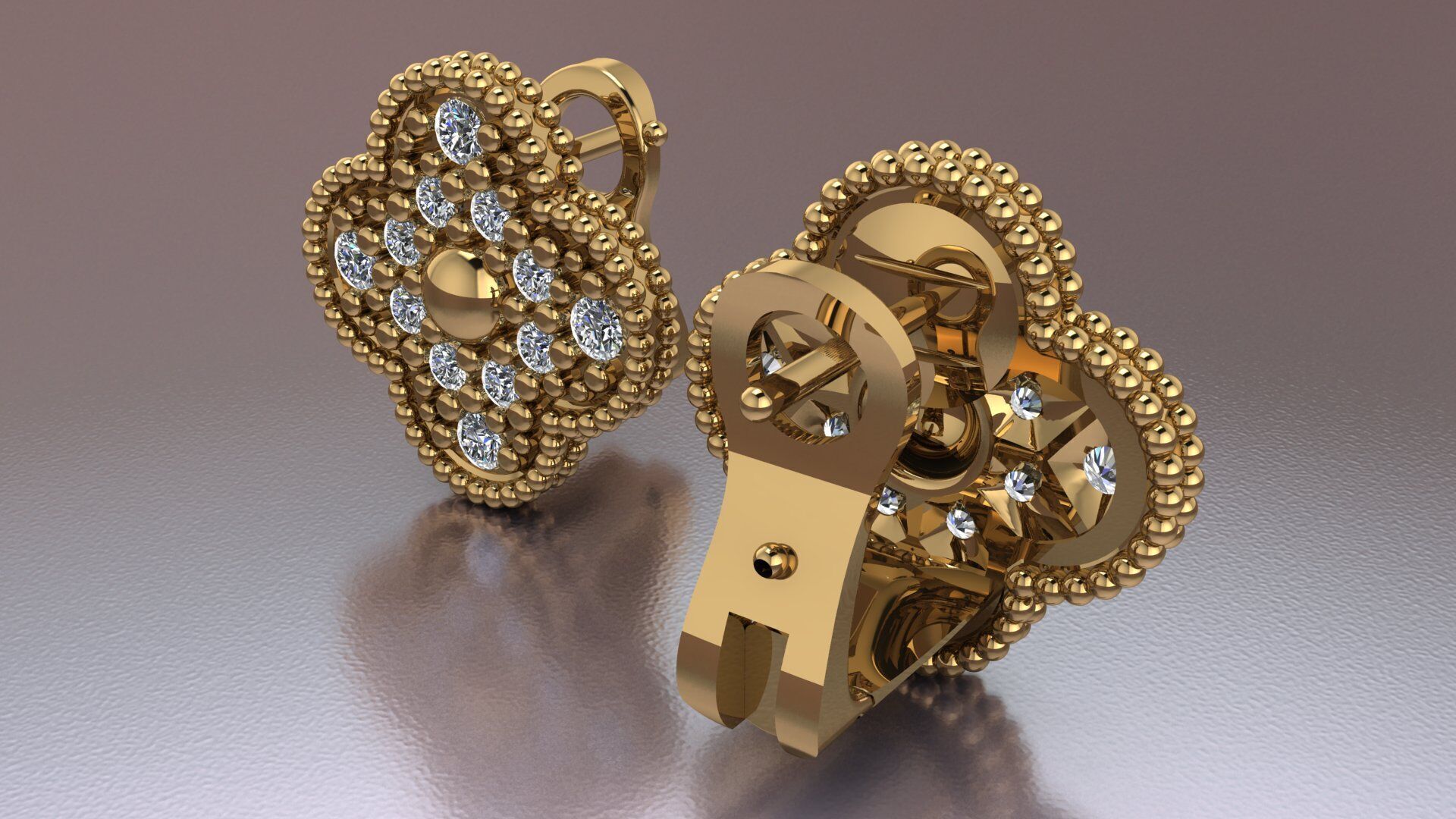 VAN CLEEF NECKLAS AND EARRING  Jewelery 3D printed model 3D print model_7