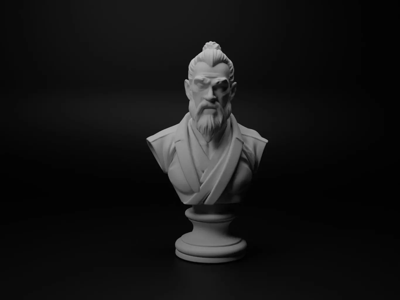 Martial Arts Master Bust Chess 3D print model_0
