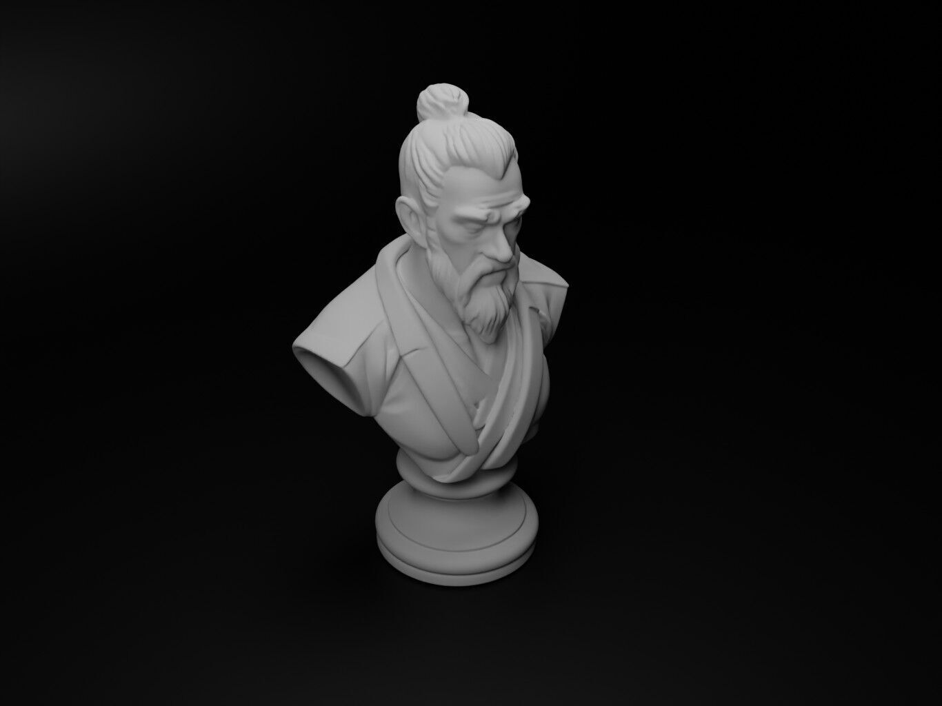Martial Arts Master Bust Chess 3D print model_2