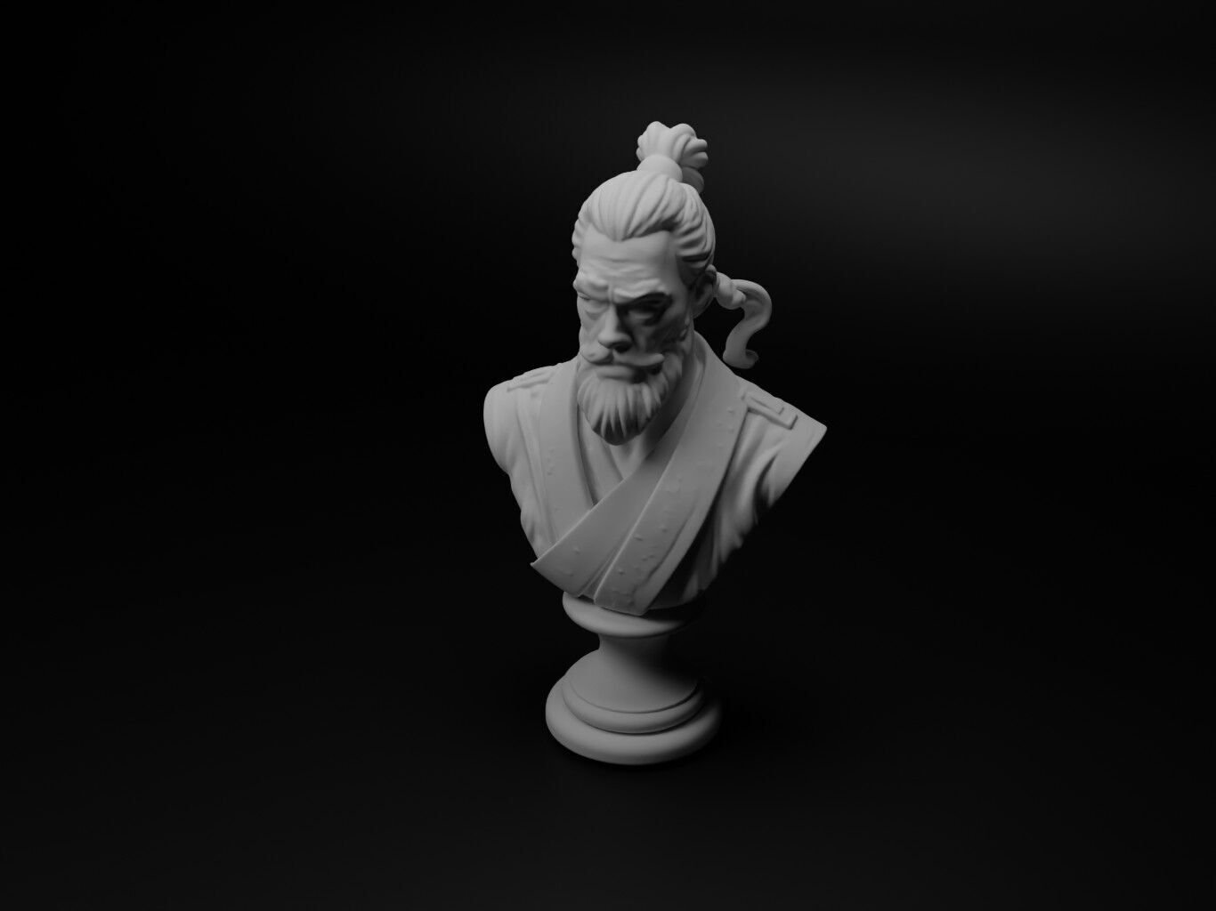 Martial Arts Master Bust Chess 3D print model_1