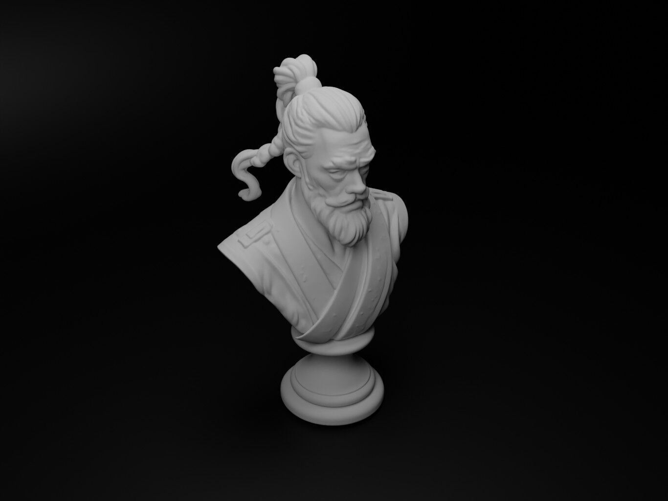 Martial Arts Master Bust Chess 3D print model_2