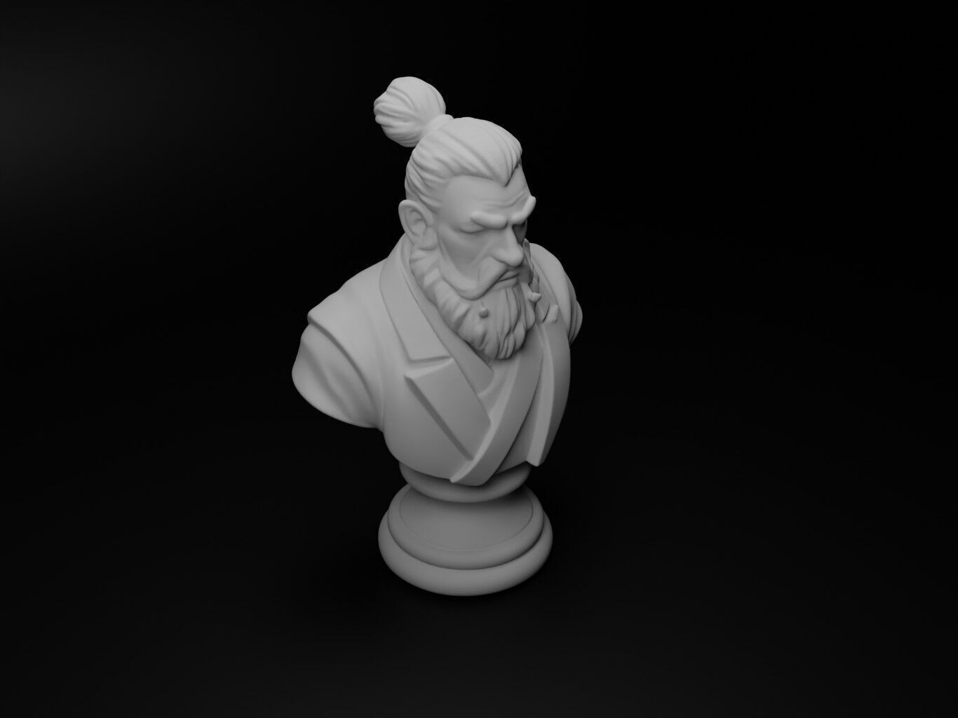 Martial Arts Master Bust Chess 3D print model_2