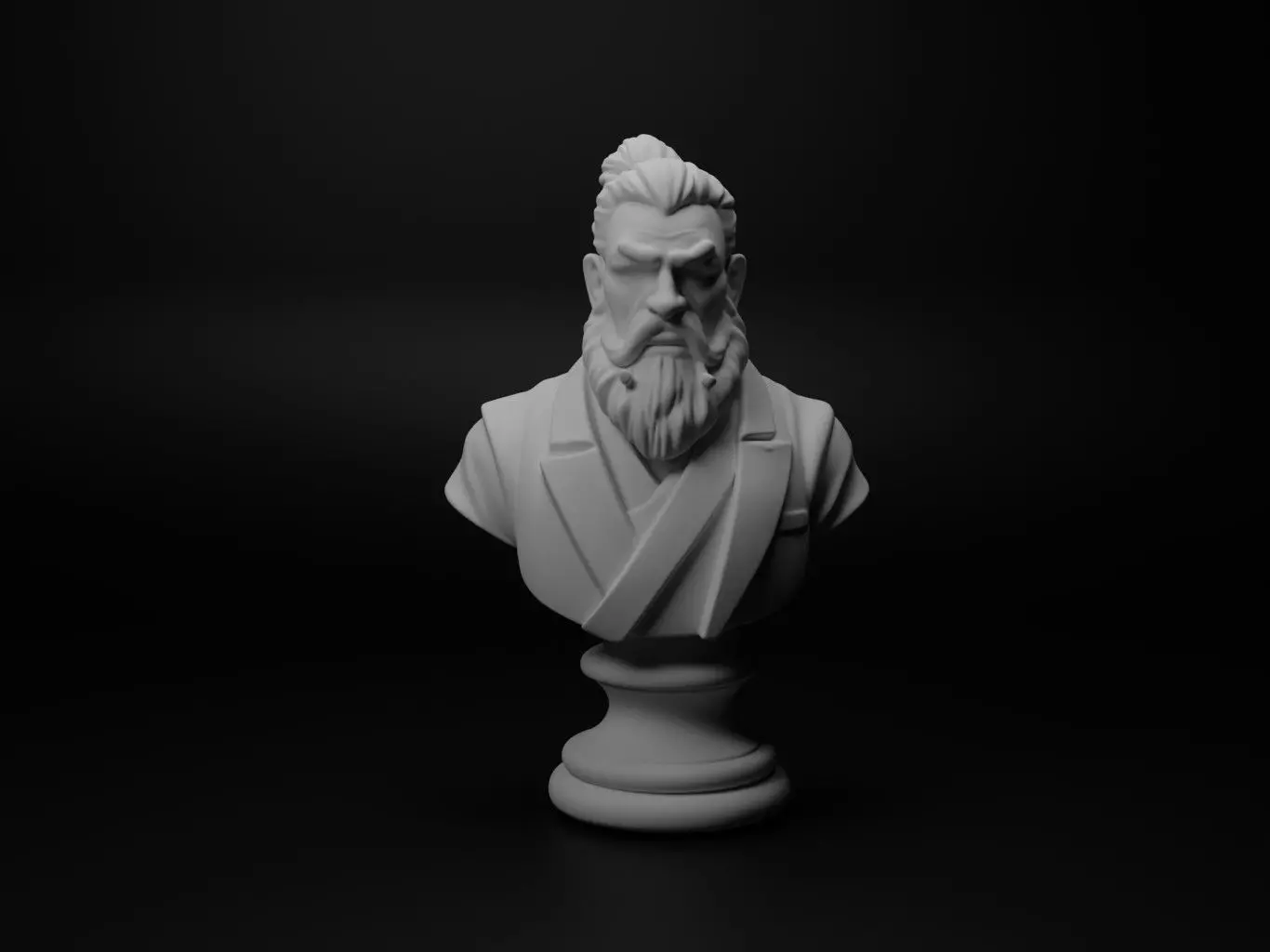 Martial Arts Master Bust Chess 3D print model_0
