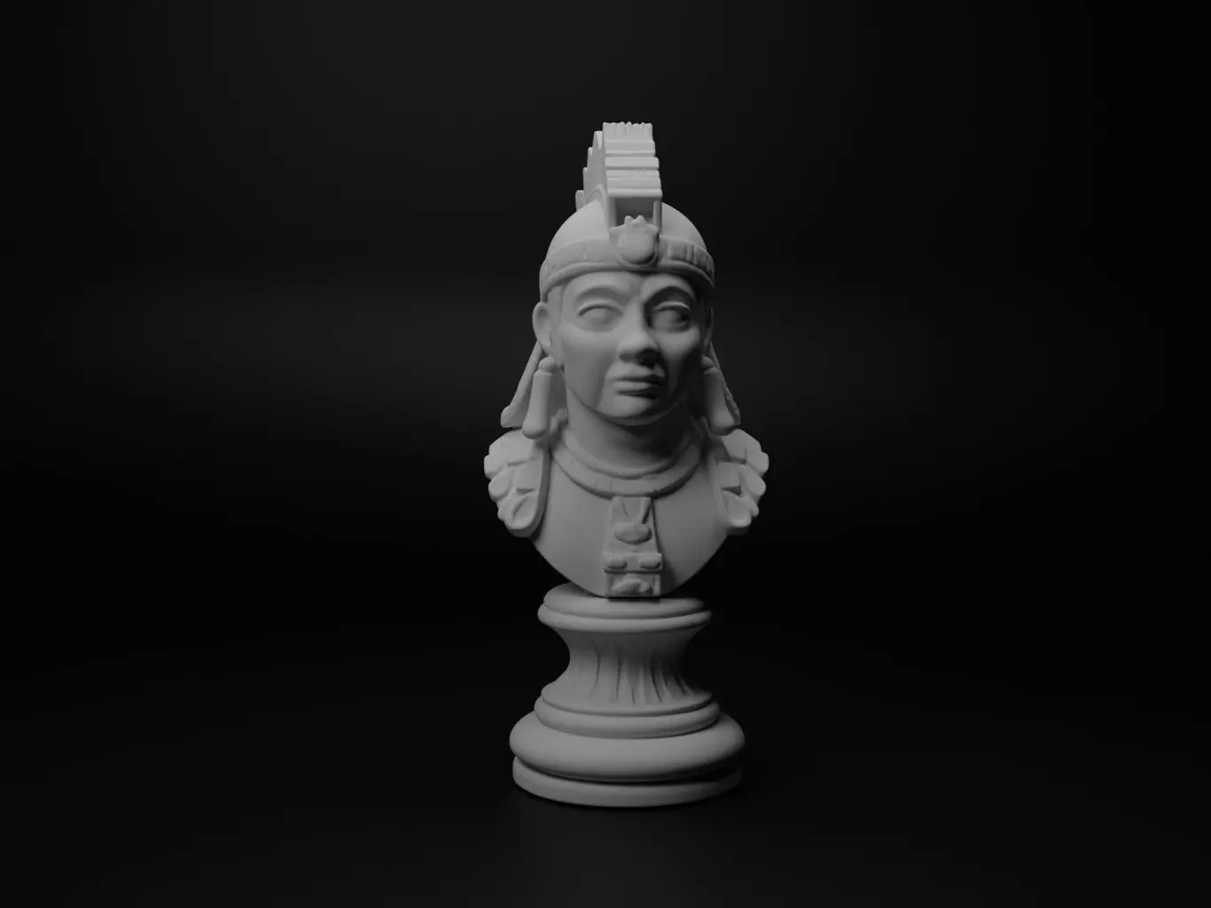 Mayan Warrior Bust Chess 3D print model
