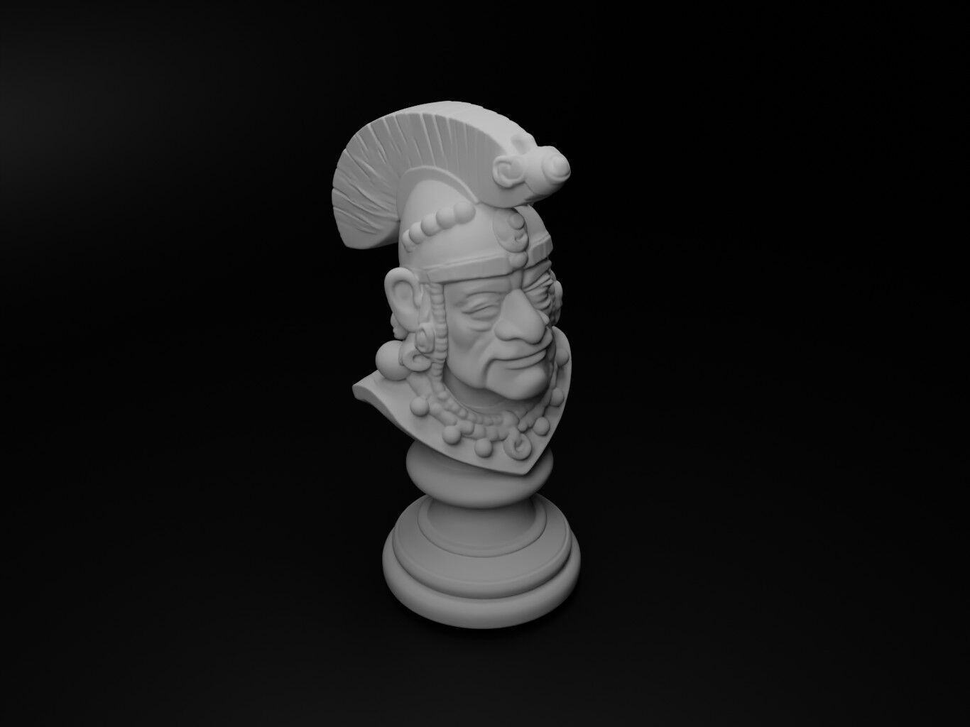 Mayan Warrior Bust Chess 3D print model_2