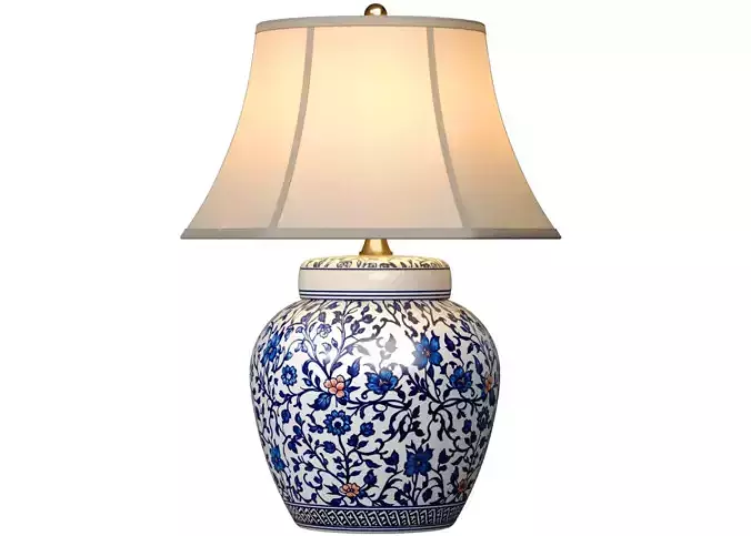 Ralph Lauren Chinoiserie Porcelain Nightstand Asian Table Lamps 3D model