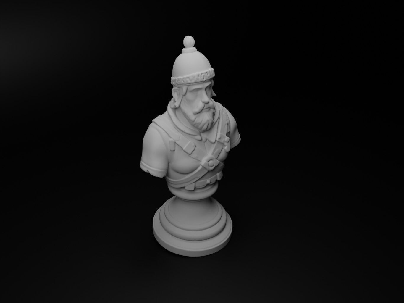 Medieval Catapult Operator Bust Chess 3D print model_2