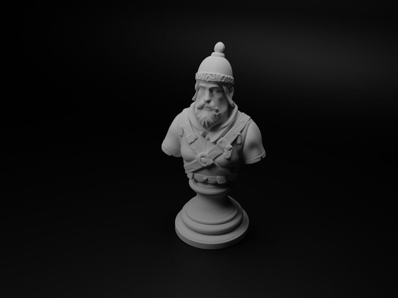 Medieval Catapult Operator Bust Chess 3D print model_1