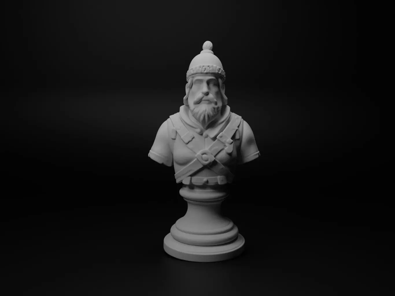 Medieval Catapult Operator Bust Chess 3D print model_0