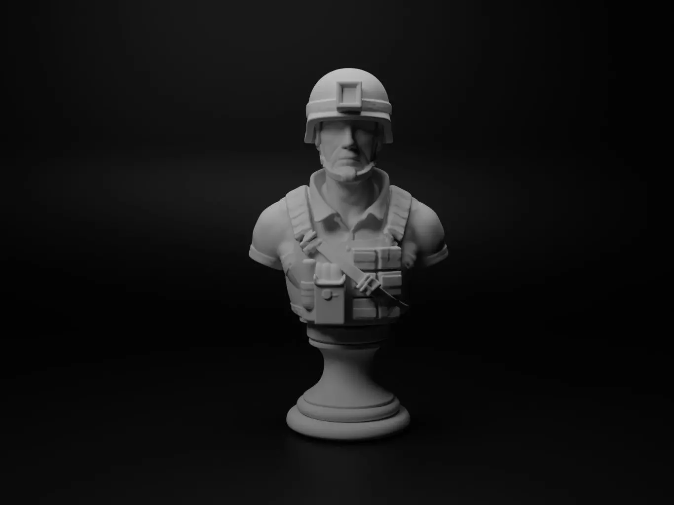 Modern Combat Soldier Bust Chess 3D print model