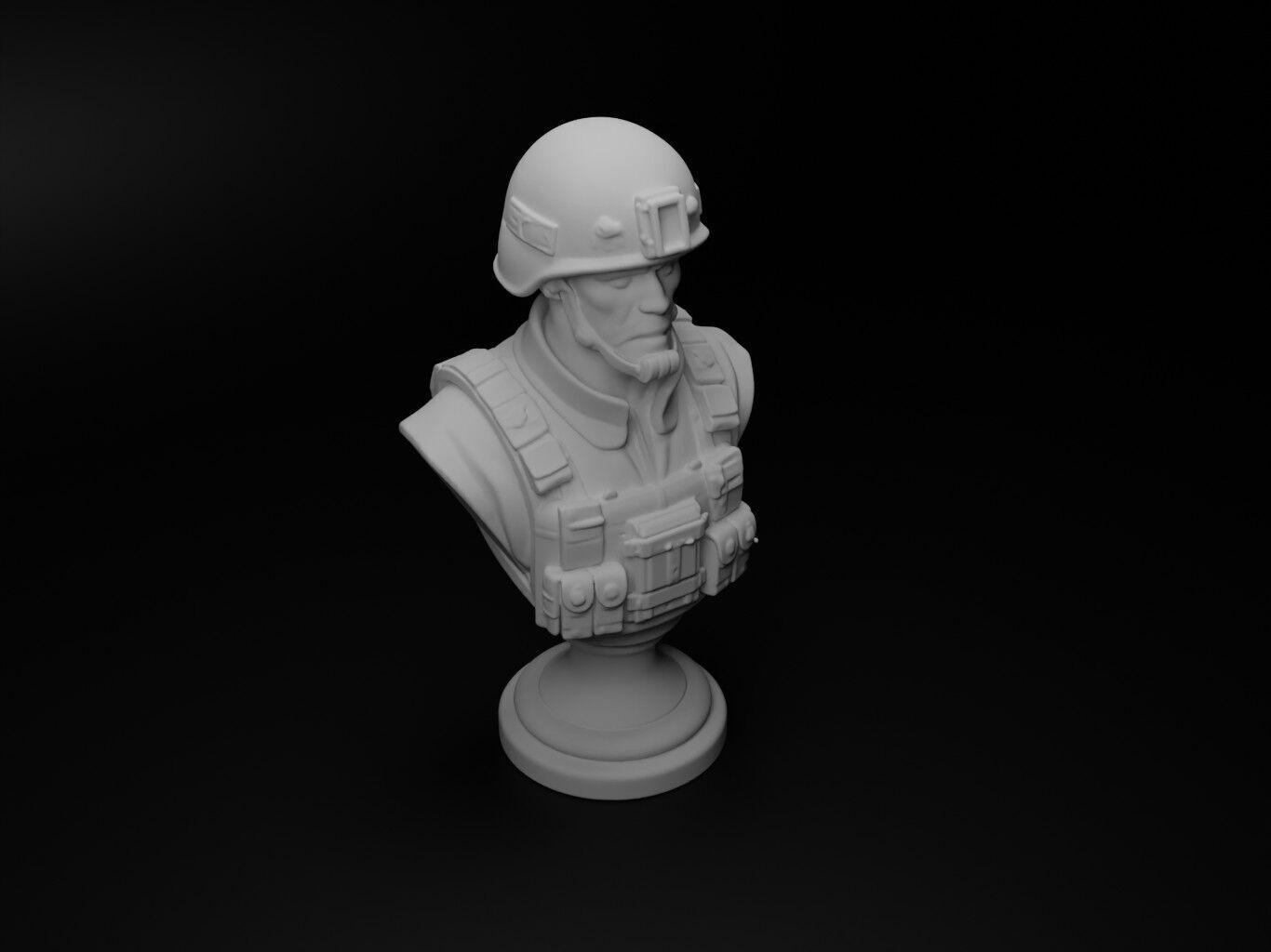 Modern Special Forces Soldier Bust Chess 3D print model_2