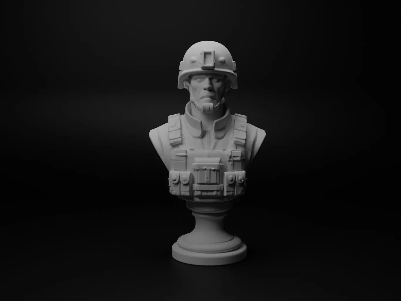 Modern Special Forces Soldier Bust Chess 3D print model_0