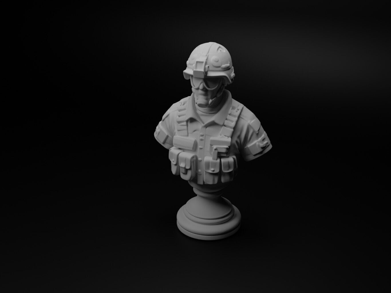 Modern Special Forces Soldier Bust Chess 3D print model_1
