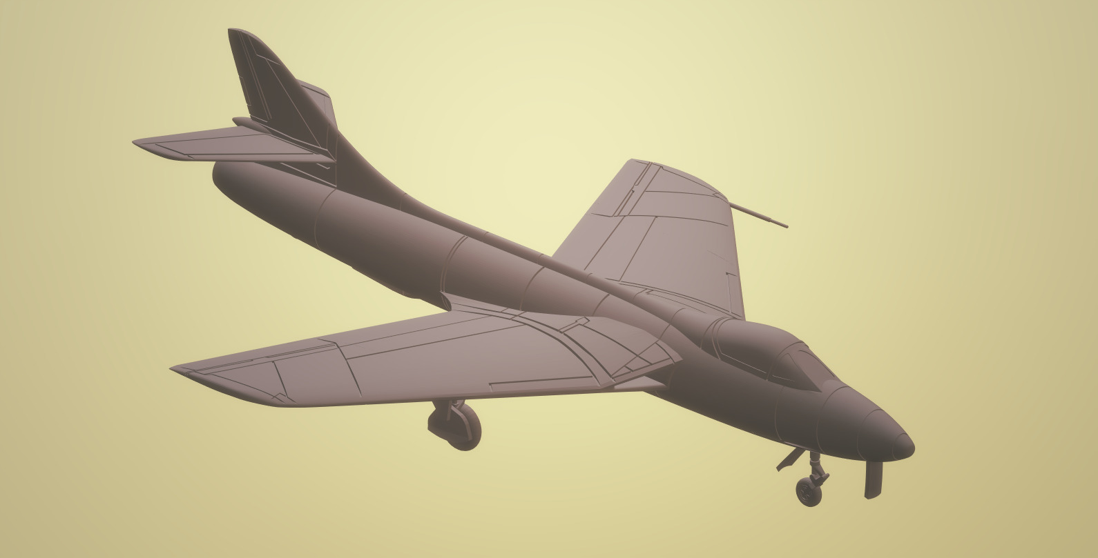 HAWKER HUNTER F1 AND F2 1-72 SCALE HIGHLY DETAILED MODEL 3D print model_3