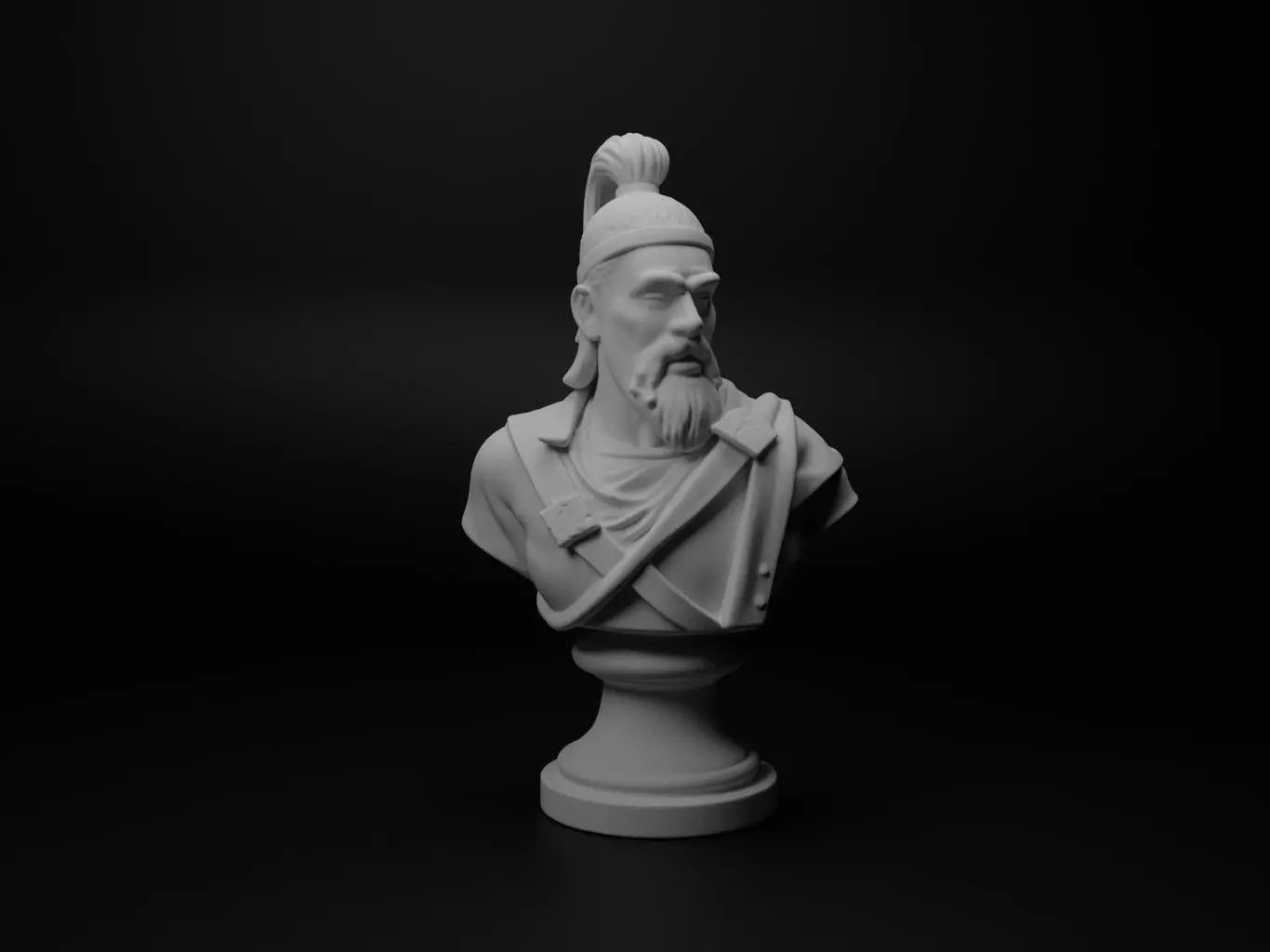 Mongol Cavalryman Bust Chess 3D print model_0