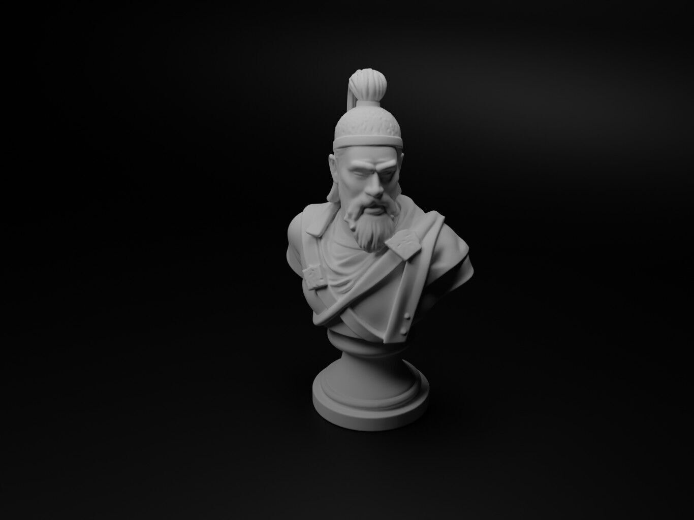 Mongol Cavalryman Bust Chess 3D print model_1