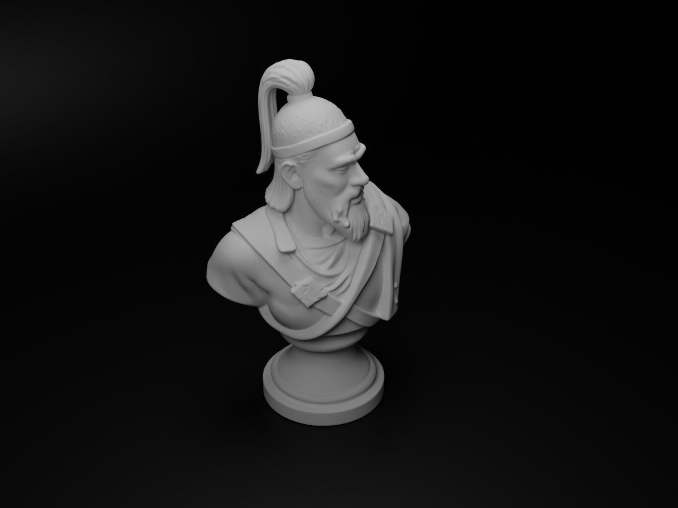 Mongol Cavalryman Bust Chess 3D print model_2